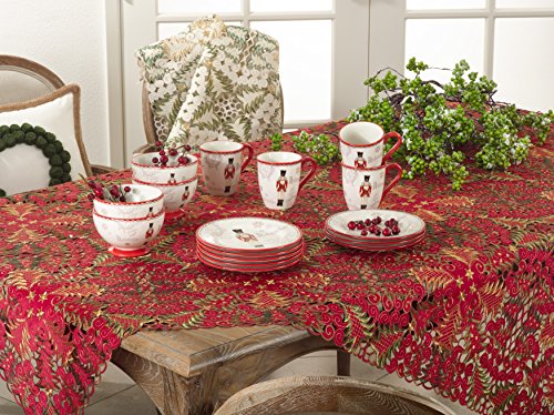 SARO LIFESTYLE QX296.R1654B Panettone Collection Christmas Tree Cutwork Table Runner, 16" x 54", Red
