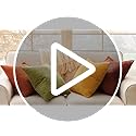 Topfinel Fall Burnt Orange Decorative Throw Pillows Covers 18x18 Inch Set of 4,Yellow Green Gradient Series Corduroy Strip...
