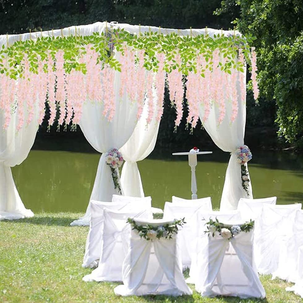 NEOONES 12 Pack Wisteria Flower Vines Garland, 3.75 Feet Artificial Flower Strings, Fake Hanging Flowers, Silk Wisteria Ga...