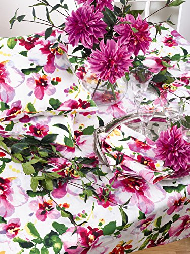 SARO LIFESTYLE Watercolor Floral Design Linen Napkins (Set of 4)