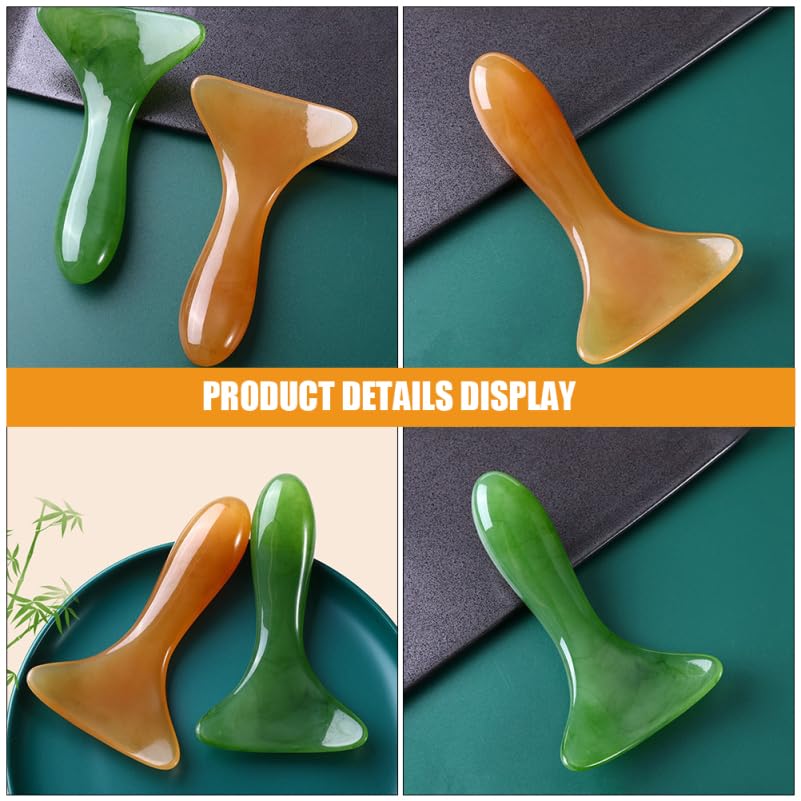 Nolitoy 2Pcs Resin Gua Sha Scrape Shovel Set for Full Body Use Curved Edge Massage Tool for Meridian Health in Assorted Co...
