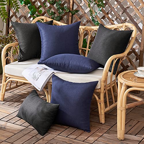 Woaboy Set of 2 Outdoor Waterproof Throw Pillow Covers Decorative Farmhouse Linen Pillowcases Solid Cushion Cases for Pati...