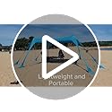 Rengue Beach Tent, Beach Canopy UPF50+ UV Protection, 10x10ft Beach Shade Sun Shelter with 8 Sandbags, Sand Shovels, Groun...