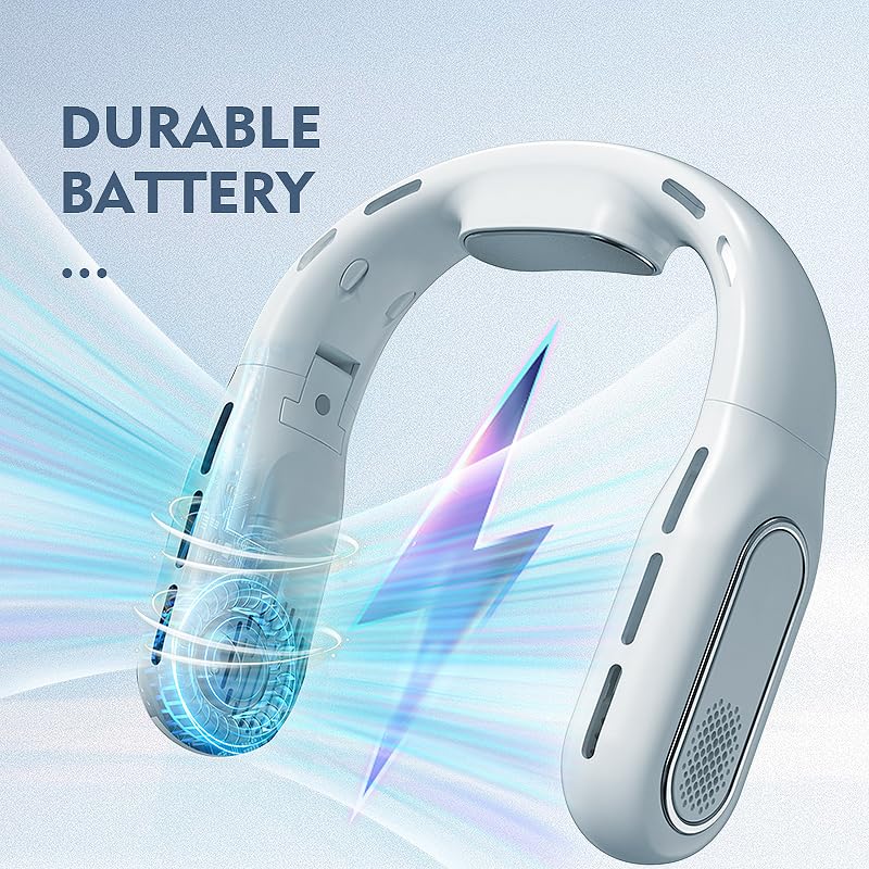 Veiliss Portable Neck Fan - 360°Cooling Airflow Rechargeable Fold Hands-Free Wearable Fan | 3 Speeds, Bladeless & LED Disp...