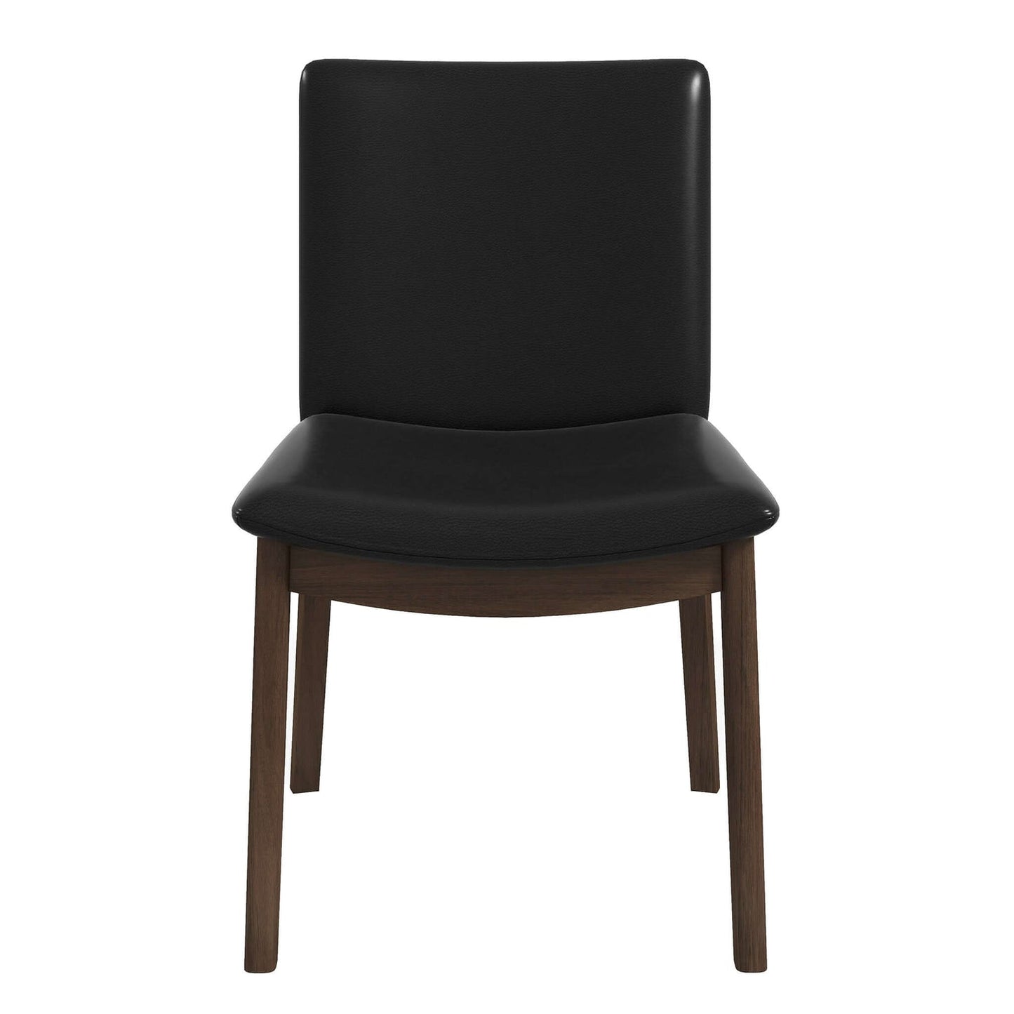 Solid Wood Frame Laura Mid-Century Modern Solid Wood Dining Chair Set Of 2 In Black Fabric Upholstery For Home Kitchen