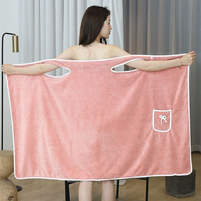 Coral Fleece Wearable Bath Towel For Women Bra-style Halter Bath Skirt