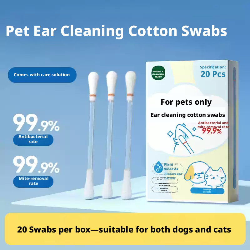 Pet ear cleaning cotton wands-20 pieces-1 box