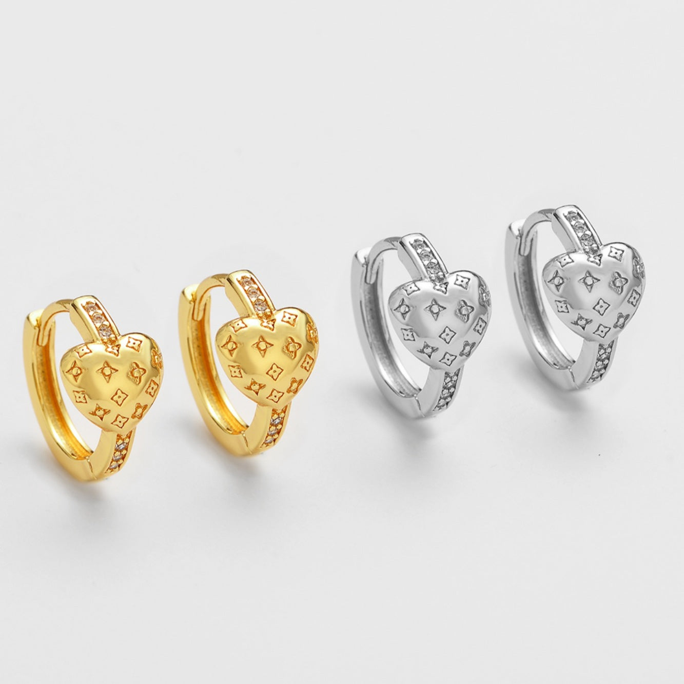 2025 New Zircon Monogram Heart Ear Cuffs For Women - European Style High Grade Earrings, Light Luxury Fashion Elegant Ear Jewelry