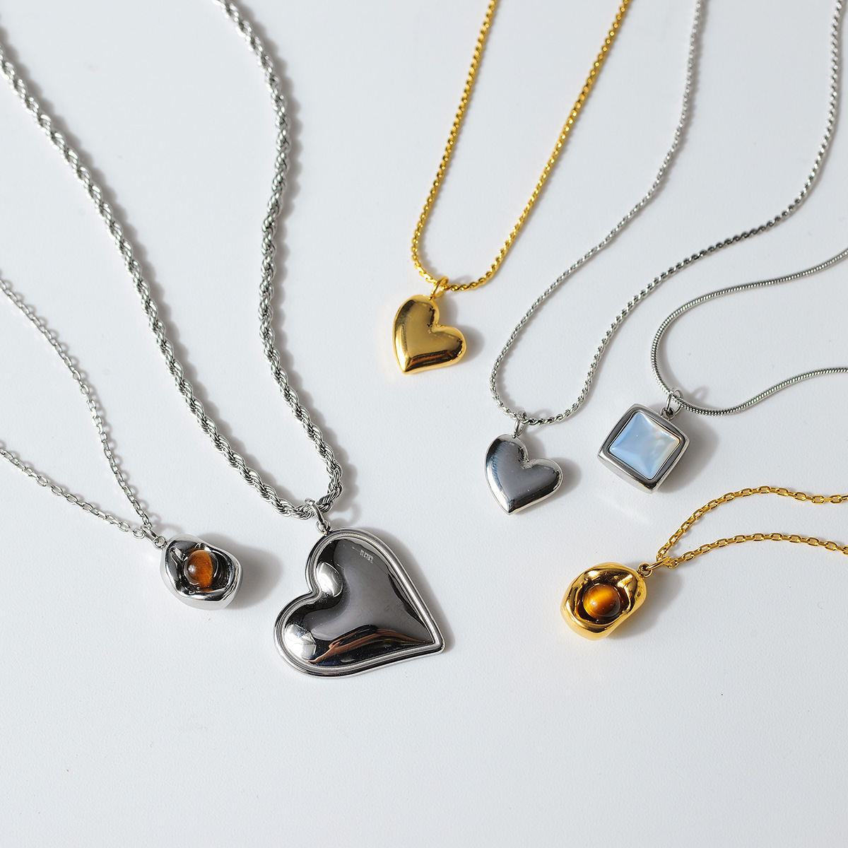 Japanese Korean Style Elegant All Matching Heart Pendant Necklace