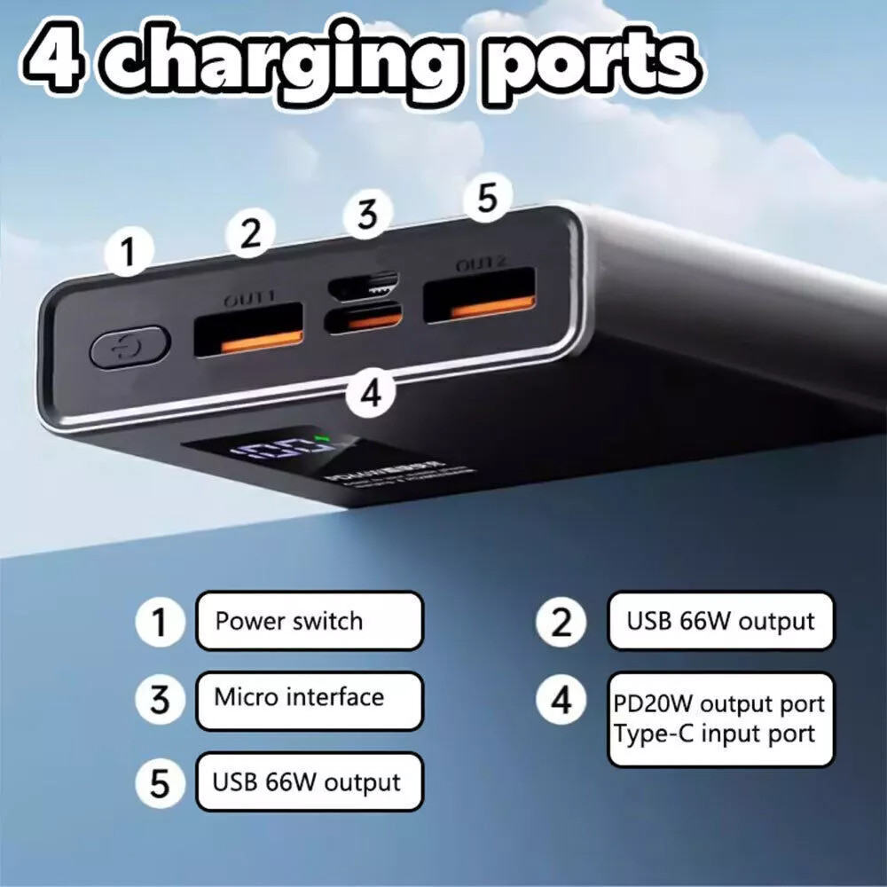 9000000mAh Power Bank Pack Fast Charger 2 USB External Battery For Mobile Phone