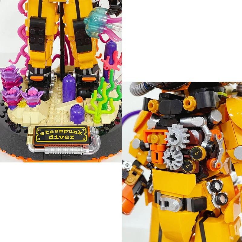 Steampunk Diver Small Particle Building Block Model Assembling Toys Storage