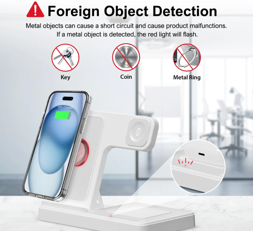 3 In 1 Magnetic Wireless Charger Stand 15W Fast Charging Dock Station Multiple Devices