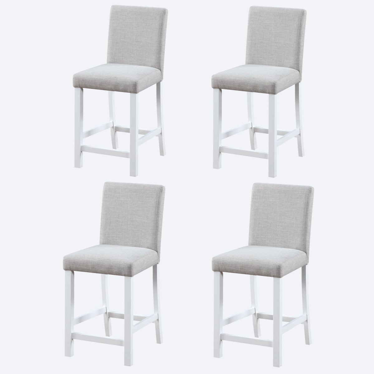 Counter Height Chairs set for 4, Kitchen Chair with Padded Seat, Counter Height Barstool for Dining Room, White & Gray
