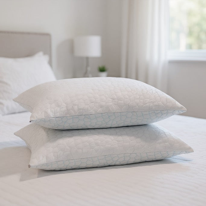 Memory Foam Fabric With A Stone Patterned Cooling Texture Blue Crumb Sponge Pillow