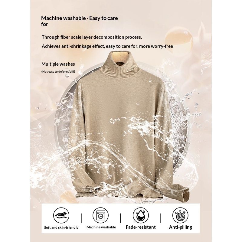 Mens Thermal Turtleneck Sweater For Layering Under Knitwear