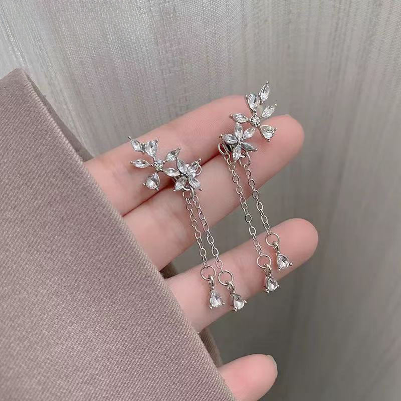 Korean-style Minimalist Flower-shaped Versatile Tassel Earrings For Women