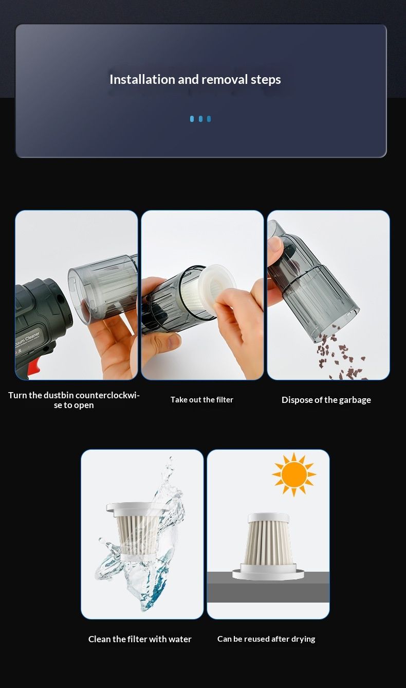 Cordless Lithium Handheld Car Vacuum Cleaner, Detachable Mini Powerful High Suction Vehicle Vacuum With Wireless Charging