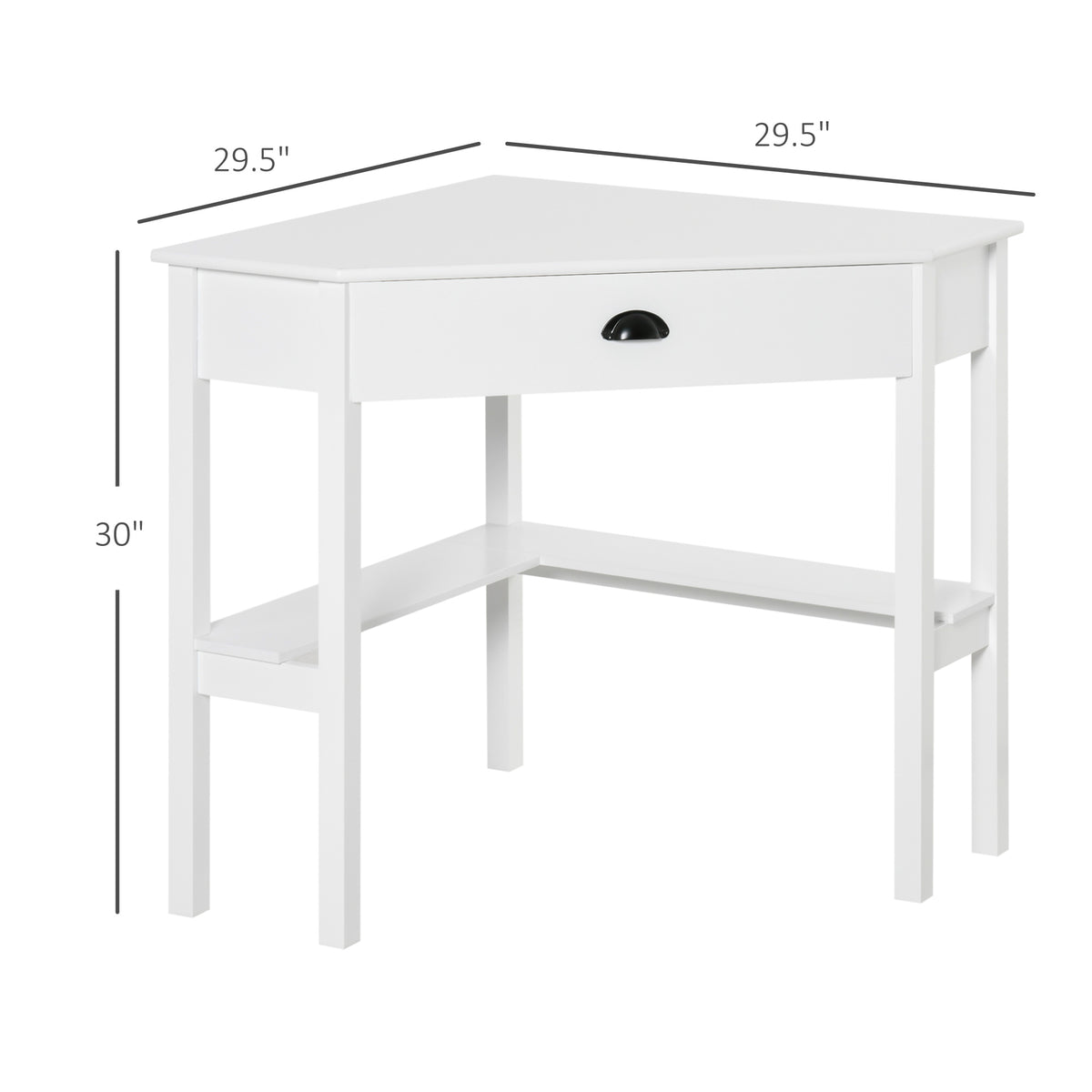 Corner Desk, Triangle Computer Desk with Drawer and Storage Shelves for Small Spaces, Home Office Workstation for Living Room, or Bedroom, White