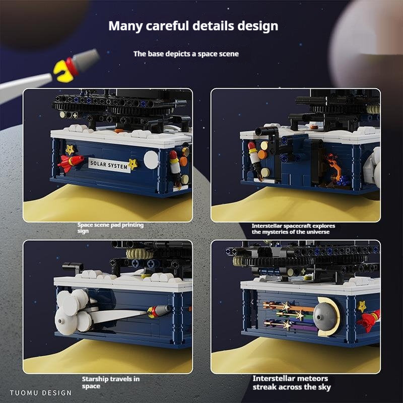 Rotating Solar System Space Model Assembling Small Particles Building Blocks Children's Toys