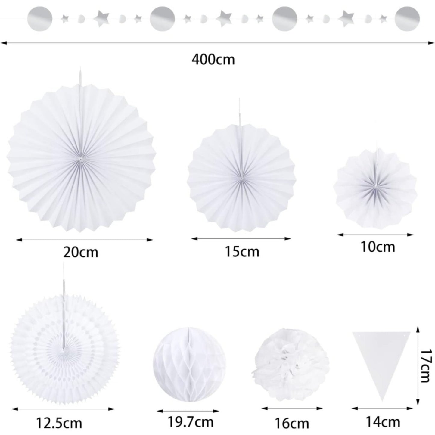 Multi-Piece Party Gift Sets, Wedding Decorations - 20-Piece White Paper Fans | Ceremony, Reception, Engagement, Wedding Anniversary, Bridal Shower | Indoor & Outdoor Party Elegance