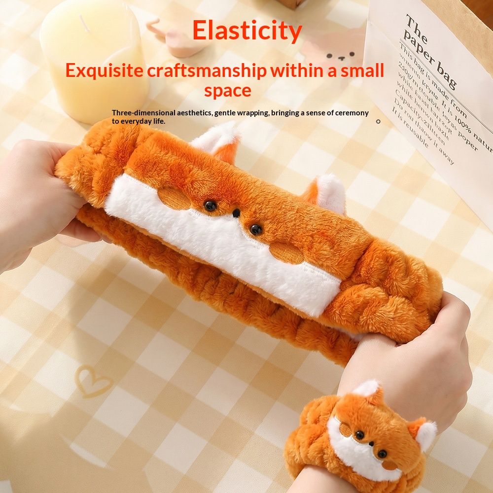 Non-slip Makeup Plush Hairband With Embroidery