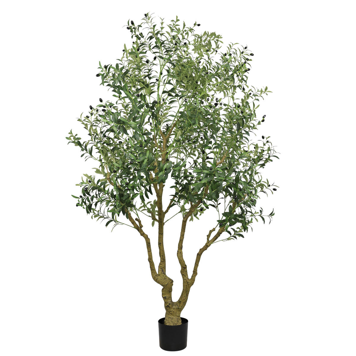 8FT Tall Artificial Olive Tree - Large Faux Potted Tree with Natural Trunk and Lifelike Olive Leaves and Fruit, Elegant Indoor/Outdoor Decorative Plant for Living Room, Office or Entryway, 1pc/set