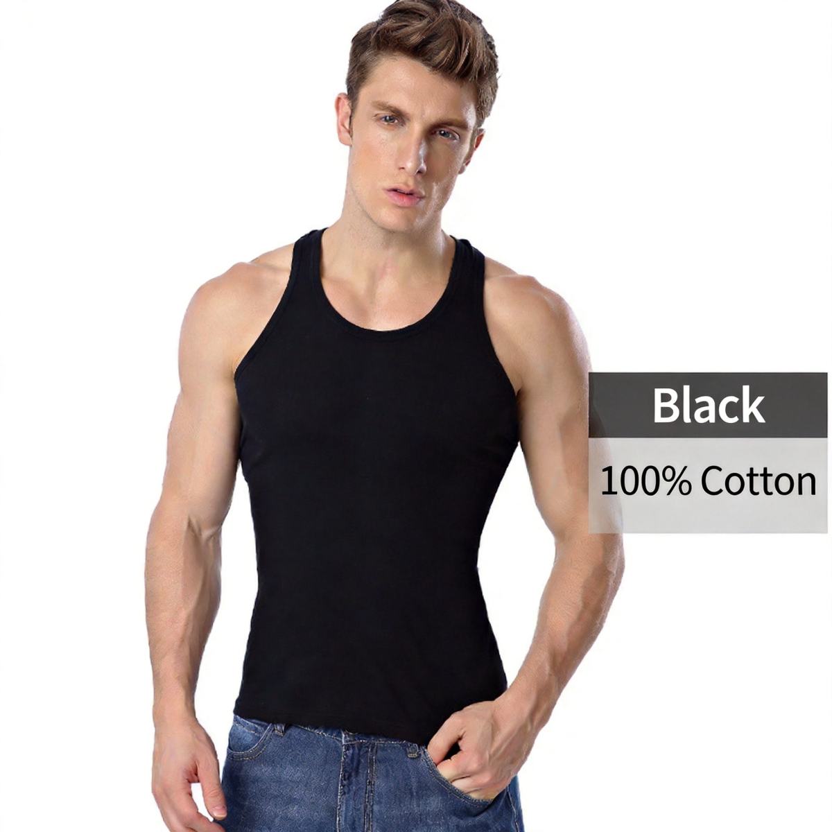 Longsha Vest Men's Summer Cotton Youth Slim Base Breathable Solid Color Men's Sports Fitness Vest Wholesale