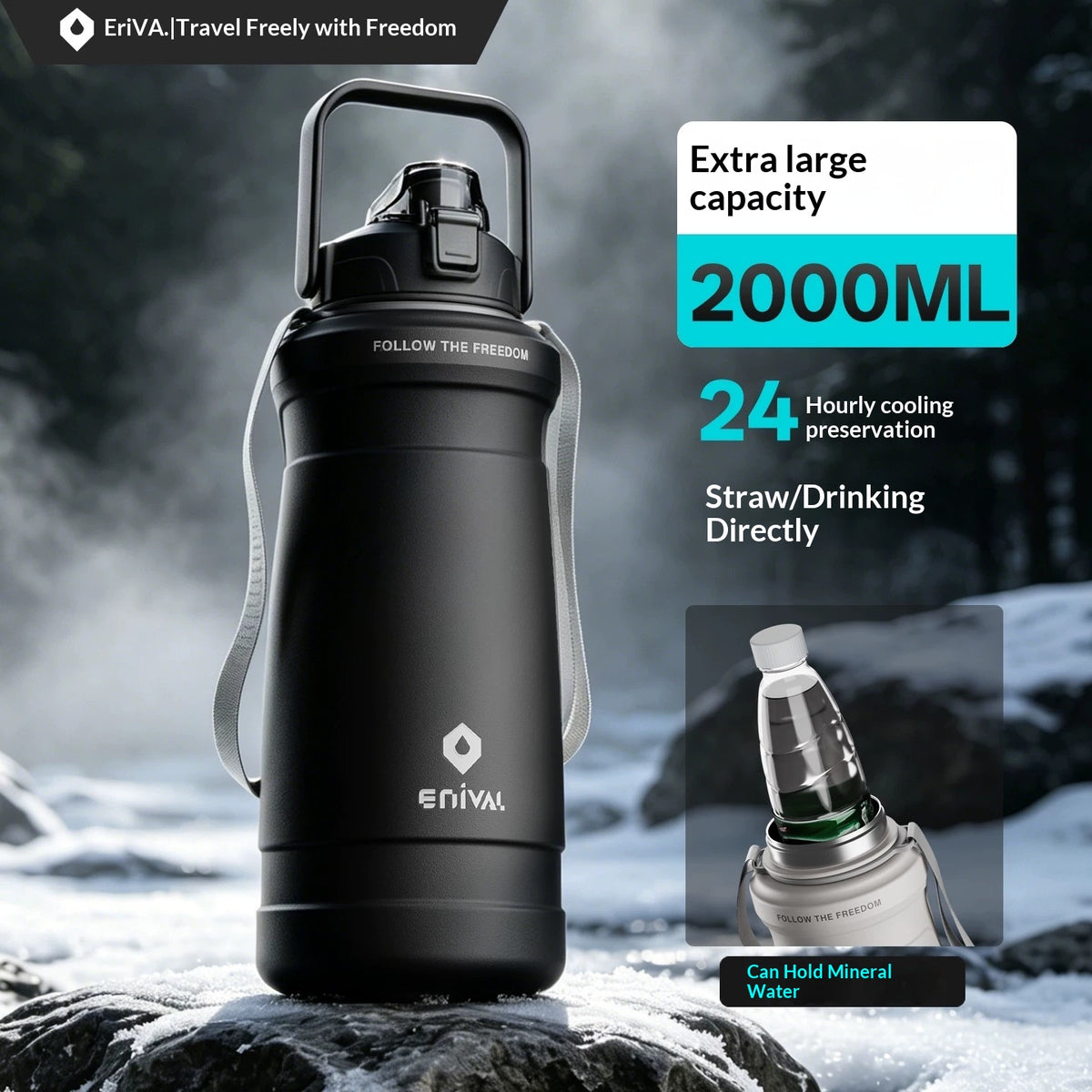 Large-capacity Outdoor 316 Stainless Steel Water Bottle