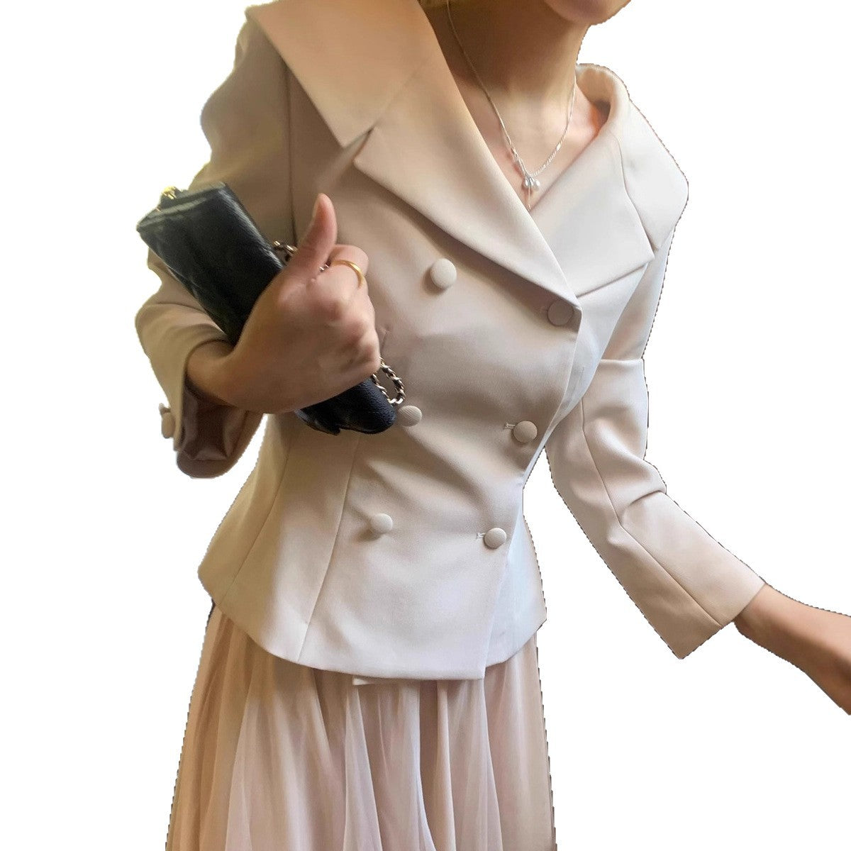 Korean-style Elegant Waist-cinching Figure-flattering Double-breasted Blazer