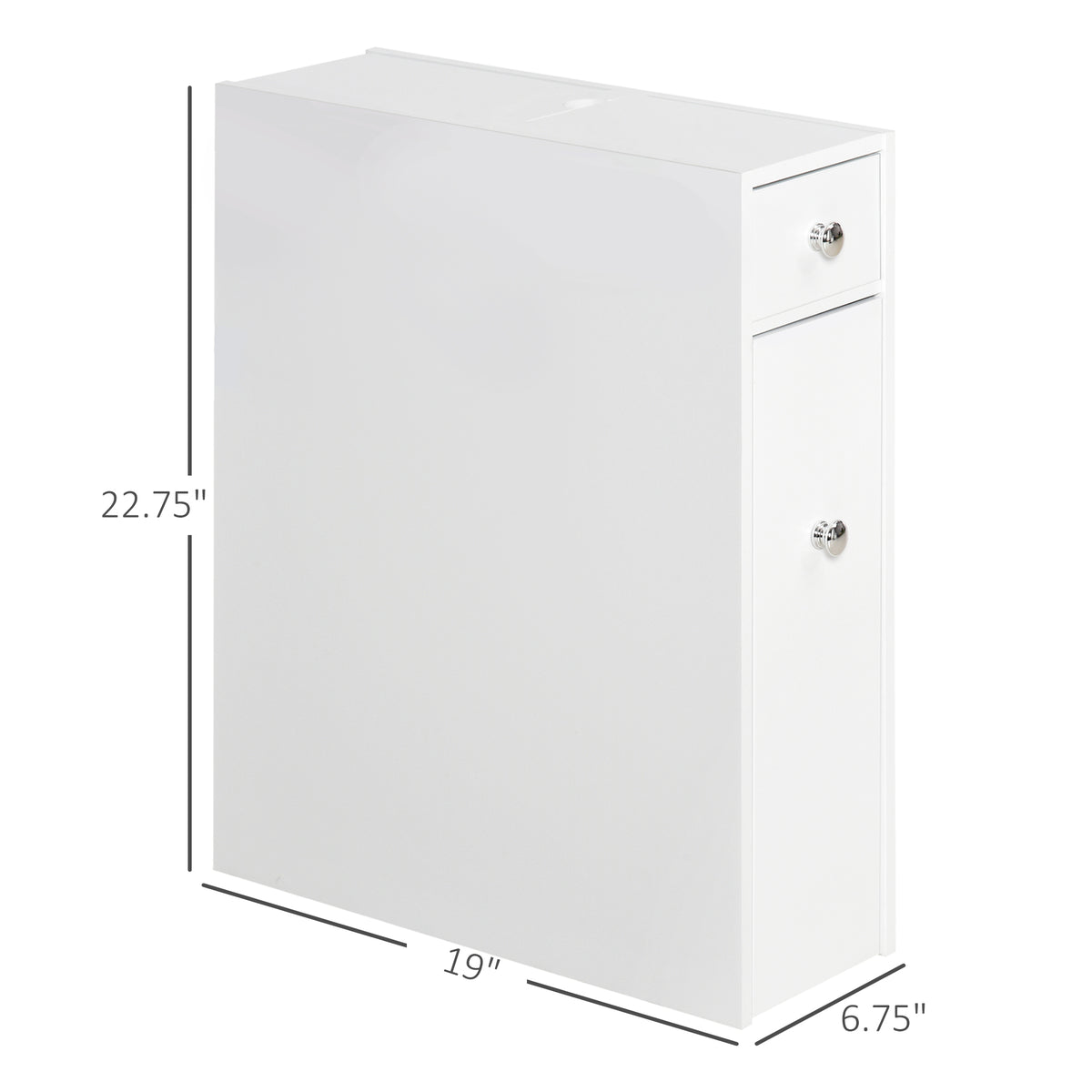 Bathroom Floor Organizer Free Standing Space Saving Narrow Storage Cabinet Bath Toilet Paper Holder with Drawers White