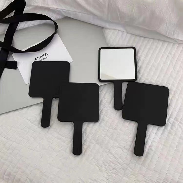 Hand-held makeup mirror-black-1 pack