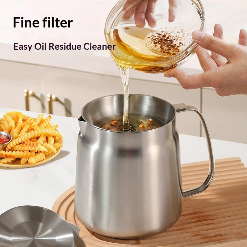 Thickened Stainless Steel Large-capacity Oil Strainer Jug For The Kitchen