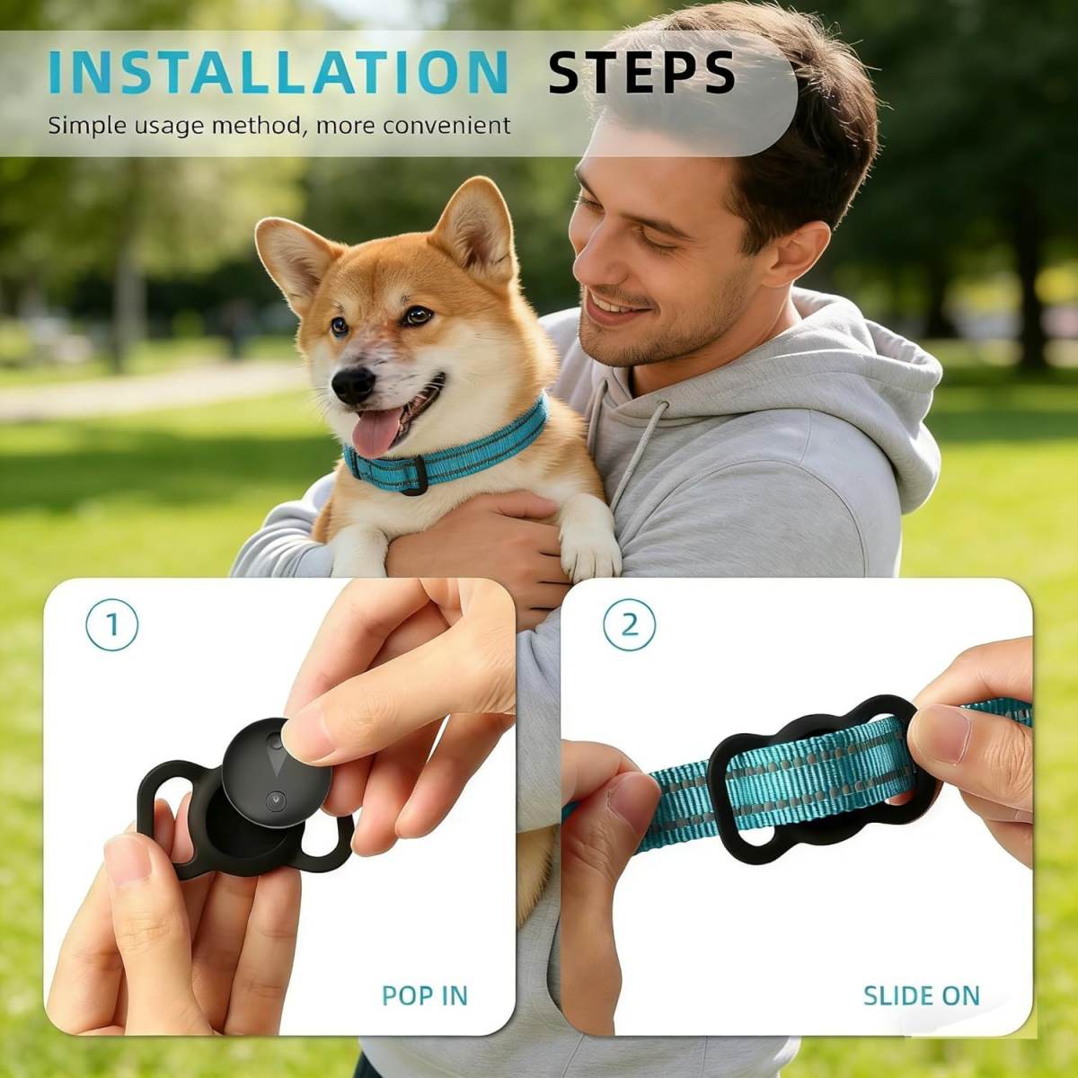 GPS Tracker For Dogs, Smart Collar With Real-Time Location Pet Location Tracker With Holder, No Monthly Fee No SIM Card, Works With IOS Find My, Ultra-Slim, IP68 Waterproof