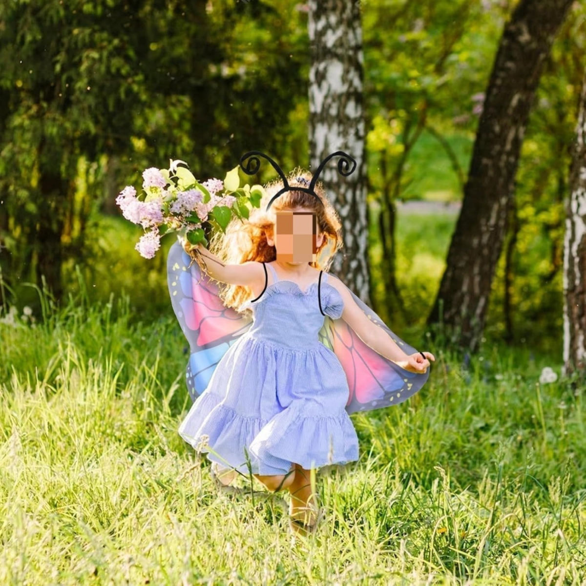 Butterfly Wings Set, 3-Piece Butterfly Costume With Wings, Antenna Headband, And Colorful Tulle Skirt—A Magical Outfit For Cosplay, Carnival, And Halloween Party Accessories Set