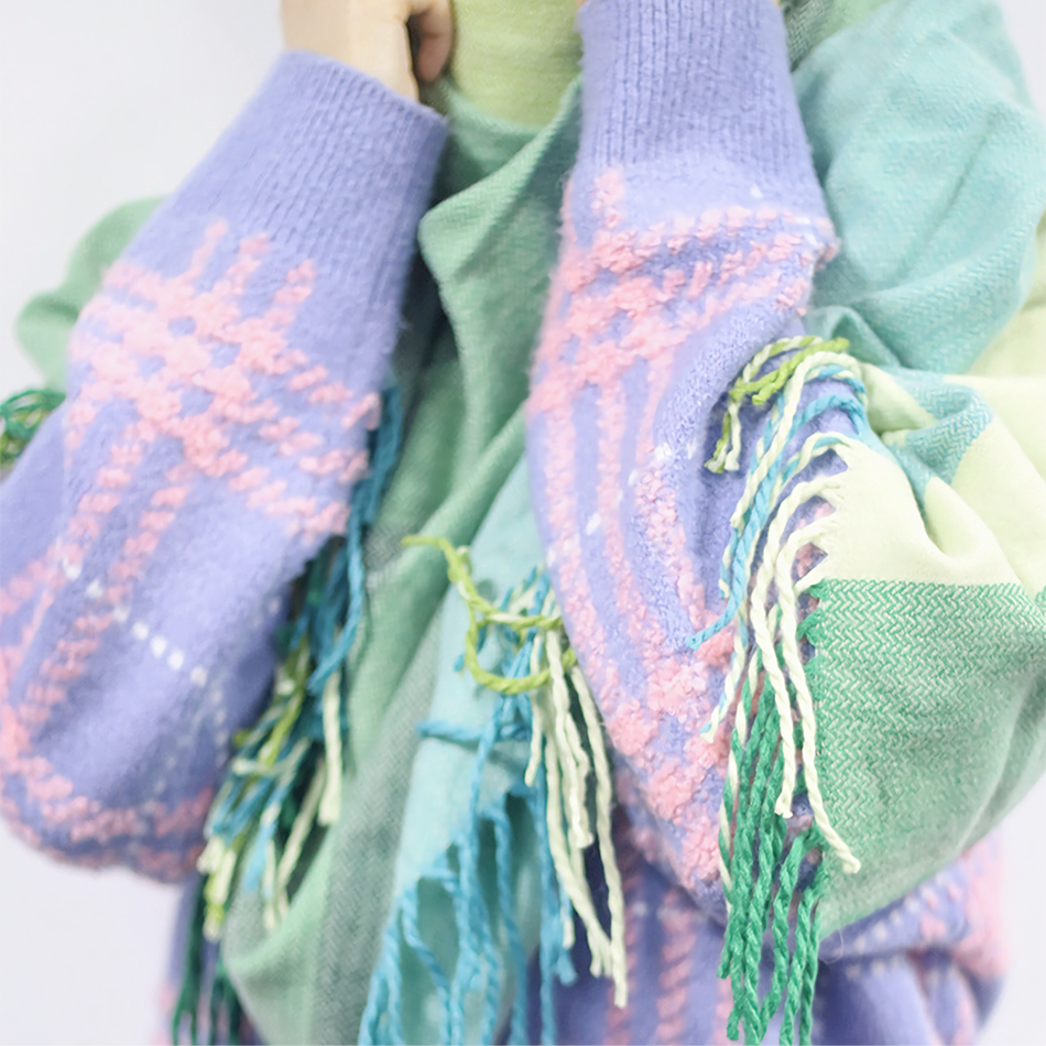 20 Wool Scarf Shawl Winter Warm Neck Scarf Shawl Fashion Stripe Women Gift AU