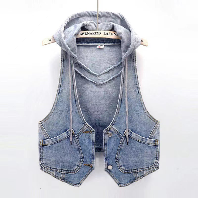 Loose-fitting Korean-style Hooded Vest Jacket