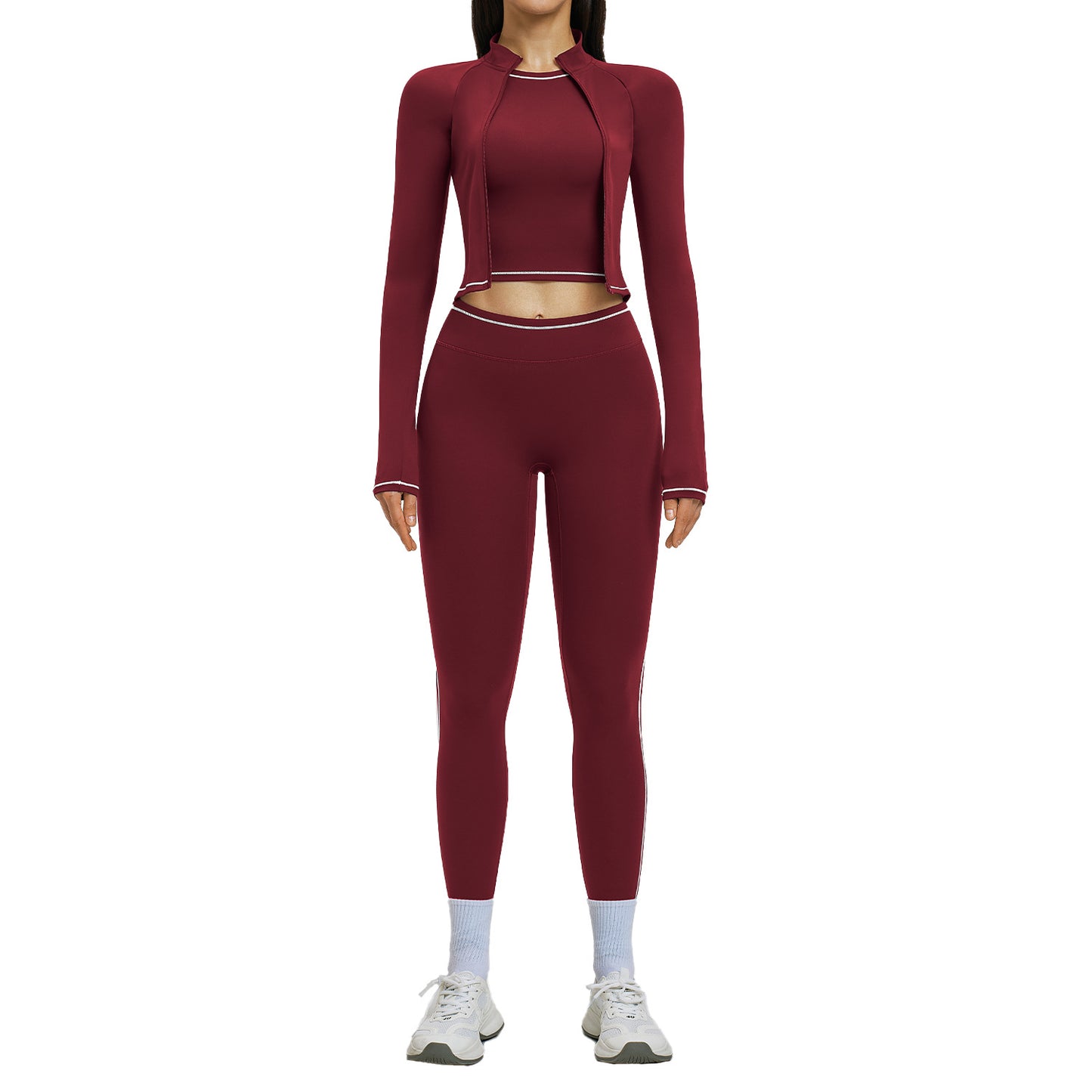 Slimming Shock-absorbing Athletic Outdoor Running And Fitness Three-piece Set