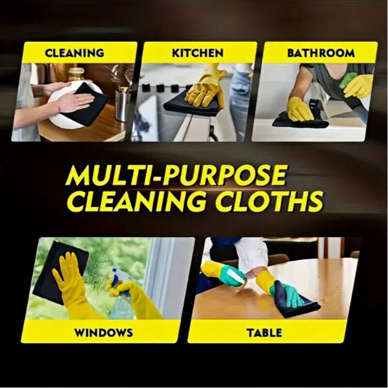 Black Large Microfiber Car Cleaning Soft Cloth Car Wash, Kitchen Cleaning Towel