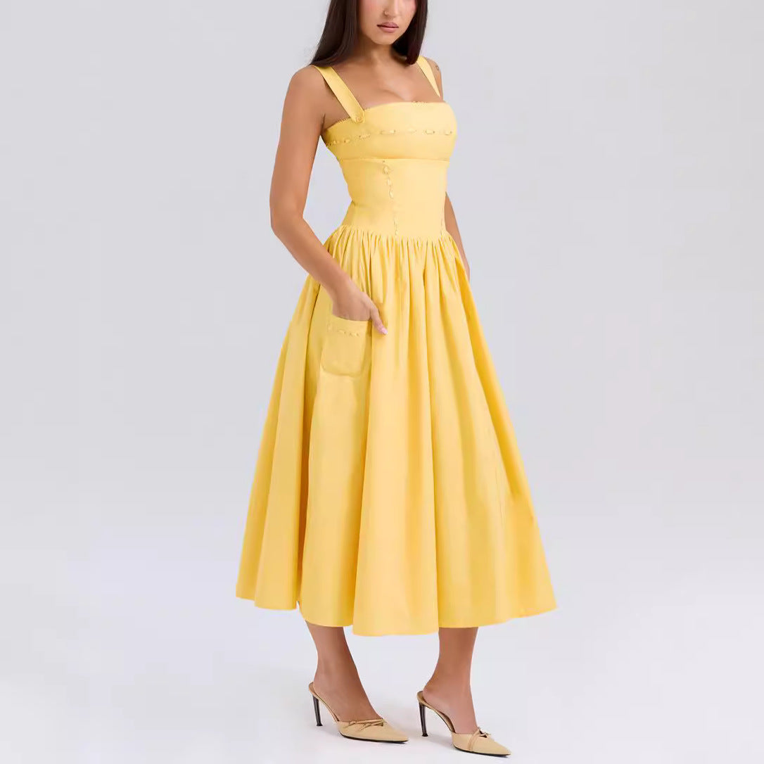 Womens Strapless Sleeveless Fashion Casual Dress