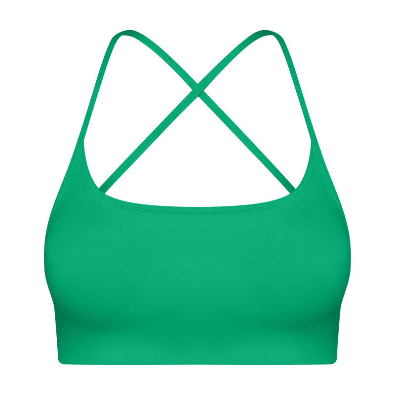 Summer Outdoor Wear Crisscross Back-enhancing Sports Bare-feel Bra With Thin Straps