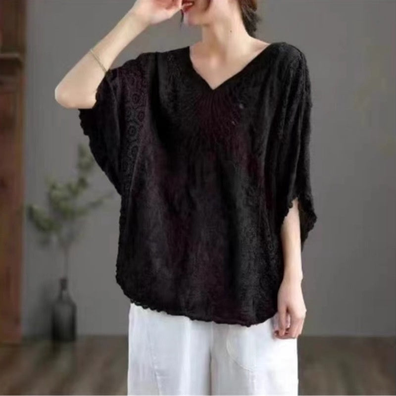 Summer Fashion Loose Fitting Plus Size Short Sleeve Tunic
