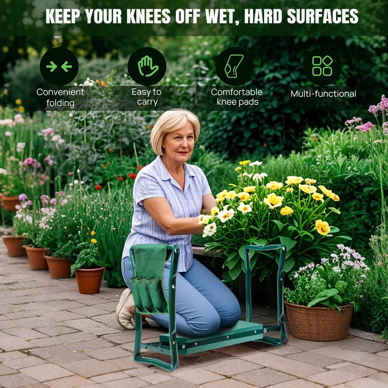 2-In-1Garden Kneeler And Seat,Wide Soft Knee Pads, Heavy-Duty Foldable Gardening Bench Chair ,Gardening Gifts For Friends,Family