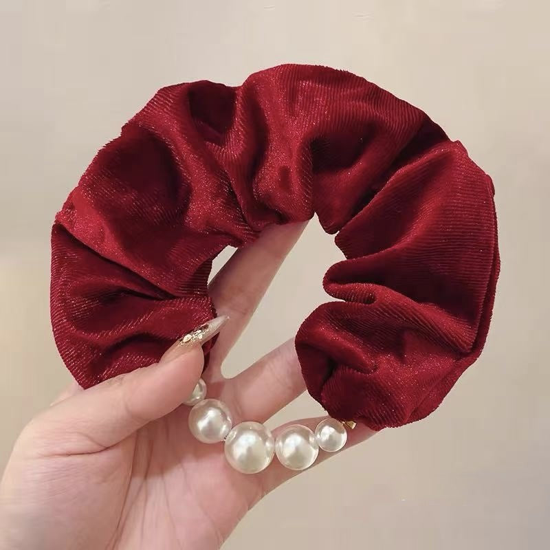 New Year Red Satin Oversized Hair Tie For Women