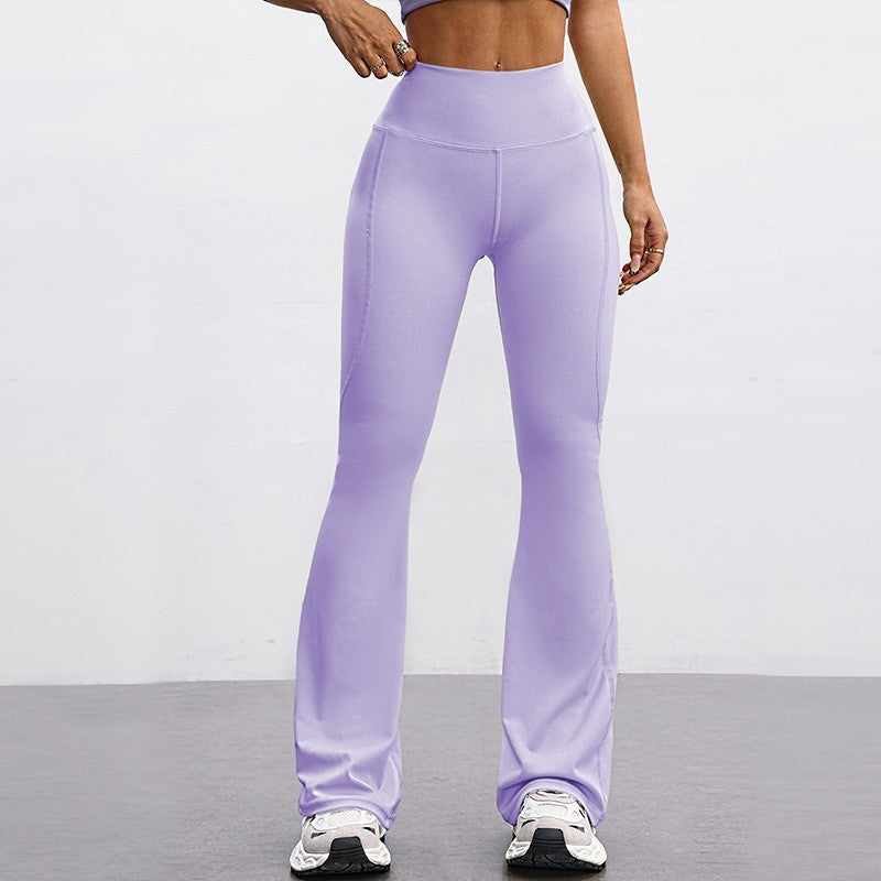 High-waisted Casual Flared Pants For Fitness And Sports