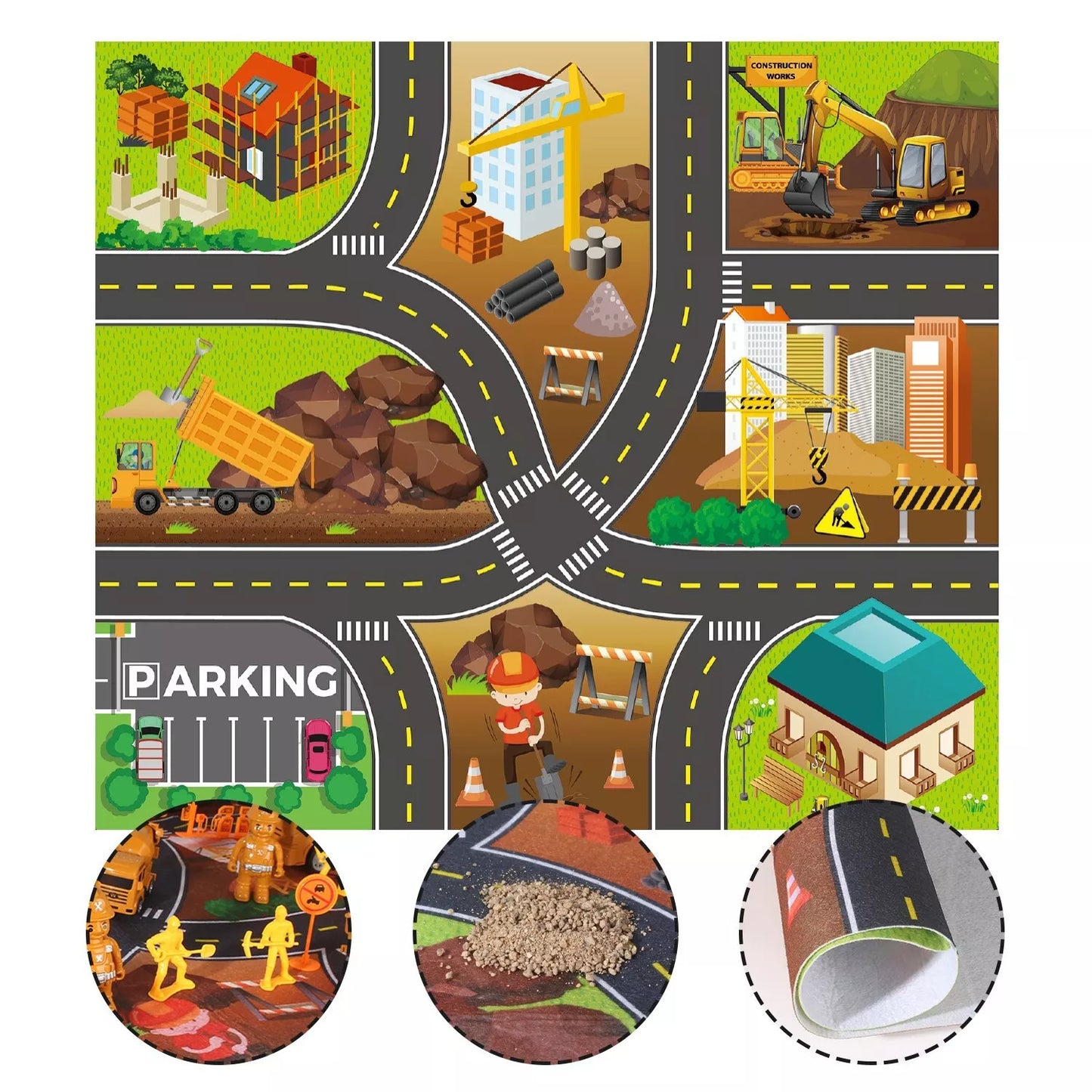 Jiakora Construction Vehicles Toys Set With 32 27 Inches Play Mat,Toy Gift Kid