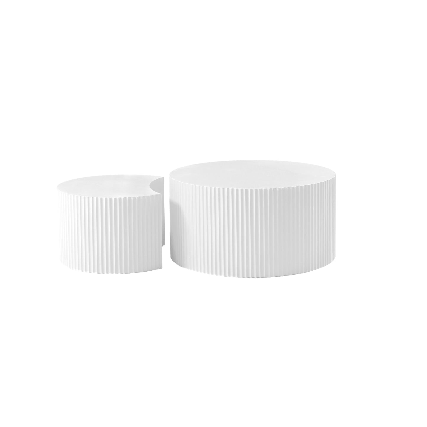 White Nesting Table Set Of 2, Handcraft Relief MDF Coffee Table For Living Room Office Leisure Area Same Sku W876P271185