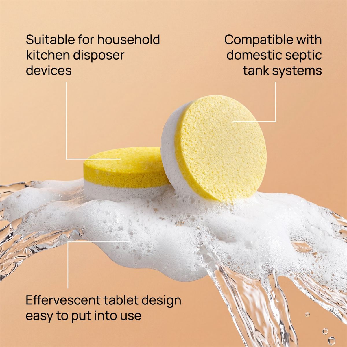 West Moon Garbage Disposal Cleaning Sheets For Kitchen Sinks Cleans Garbage, Deodorizes, And Removes Stains