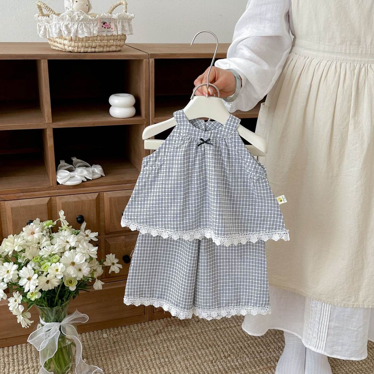 Korean-style Fashionable Two-piece Set For Baby Girls Sleeveless Top And Pants