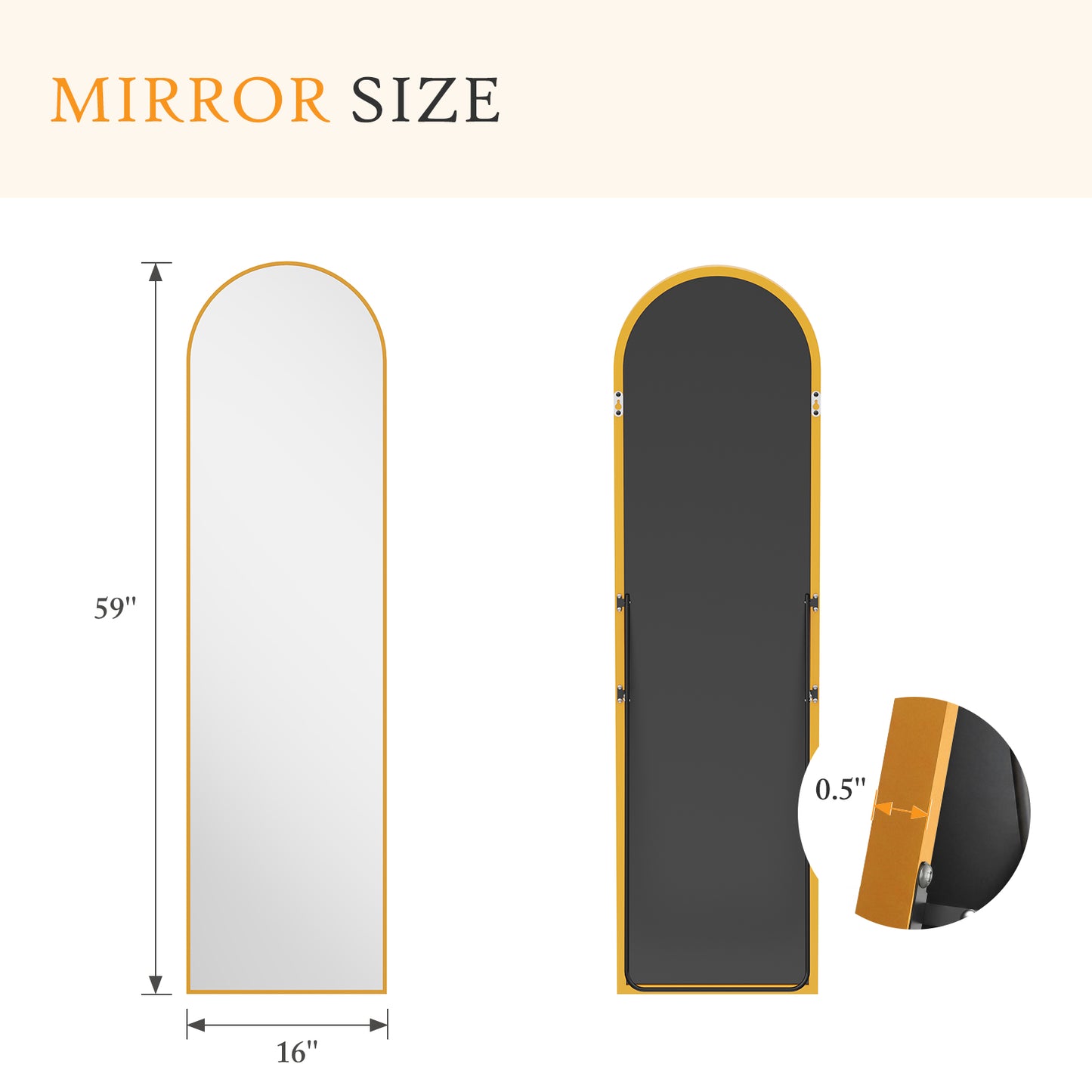 Arched Full Length Mirror, Full Body Standing Mirror, Hanging Or Leaning, For Home