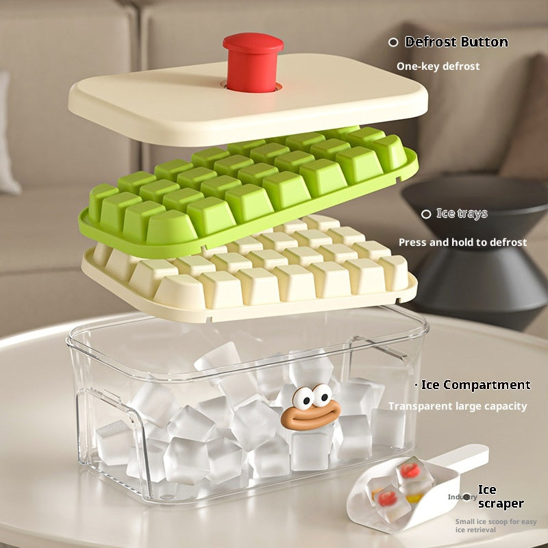 Household Food-Grade Double-Layer Press-Style Large-Capacity Ice Cube Tray With Lid